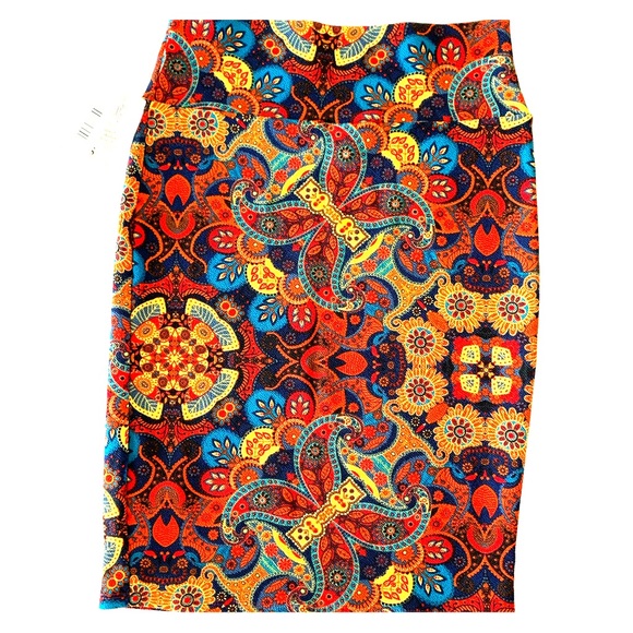 Jupe Crayon LuLaRoe Cassie Taille 2XL - Imprimé Floral Violet Et Blanc